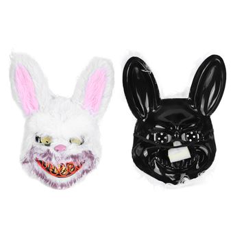 SUFANG Masque de Lapin Sanglant Halloween Réaliste Effrayant Masque de Peluche pour Fête de Carnaval/Cosplay/Mascarade