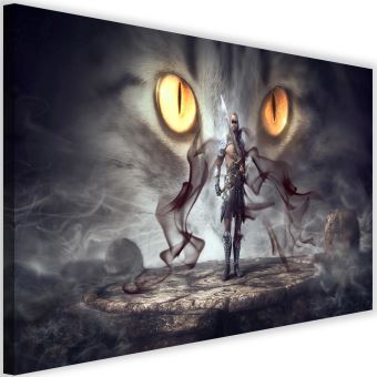 Tableau Sur Toile Cadre Image Murale Moderne Canevas Guerrier Yeux Chat Fantasy 1x80 Achat Prix Fnac