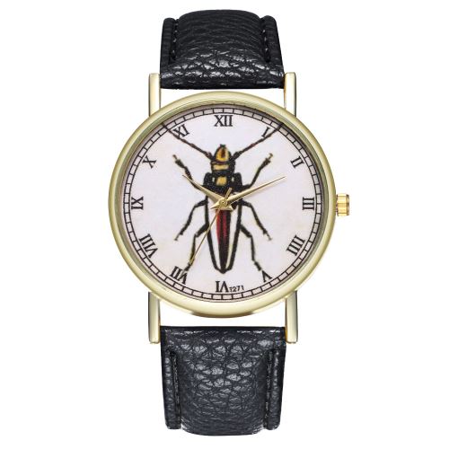 Véritable antiquité coléoptère insectes montre dames hommes tendance montre à quartz T271-Anoir