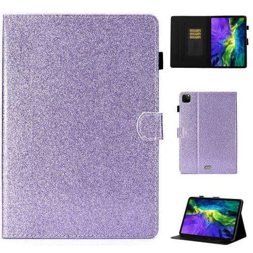 Etui en PU + TPU pailleté avec support et porte-cartes violet pour votre Apple iPad Pro 11 pouces (2020)/(2018)