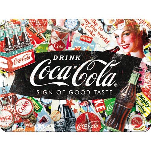 Nostalgic-Art 26227 de Coca Cola En Collage | Rétro Plaque de panneau | Vintage | Décoration Murale | Métal | 15 x 20 cm, multicolore, 15 x 20 x 0,2 cm