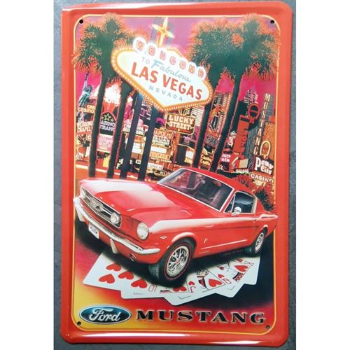 plaque ford mustang las vegas usa tole pub affiche deco bar