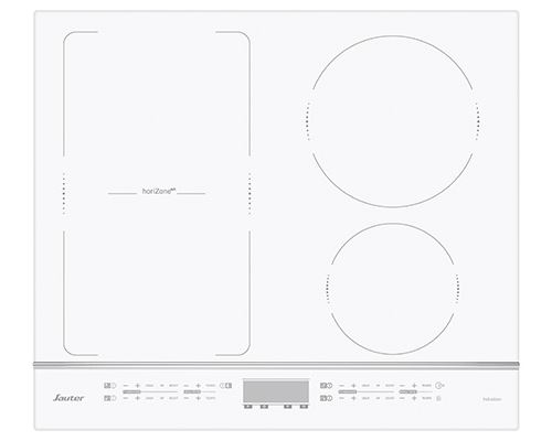 Sauter Spi4664W - Table De Cuisson à Induction - 4 Plaques De Cuisson - Niche - Largeur : 56 Cm - Profondeur : 49 Cm - avec Garnitures En Aluminium Anodisé - Blanc