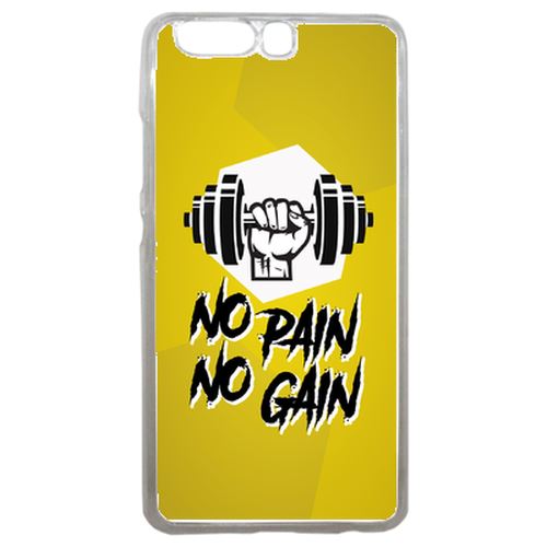 Coque No Pain No Gain Fond Jaune Compatible P10 Transparent
