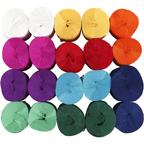 Creotime papier crêpe 20 m 5 cm 20 pièces multicolore