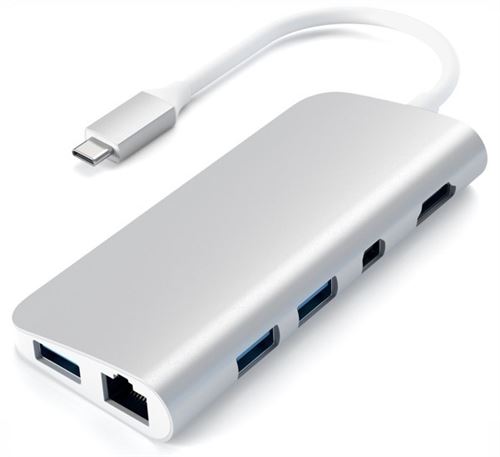 Satechi adaptateur multimedia type-c avec 4k hdmi & mini-port d?affichage usb-c pd, ethernet gigabit. usb 3.0, micro sd, slot de