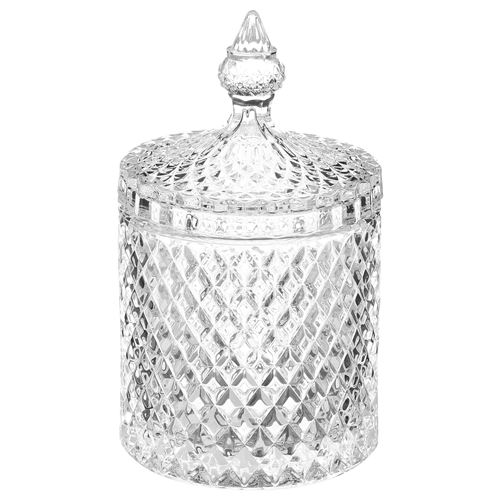 Bonbonnière en verre Diamant - H. 18 cm - Transparent