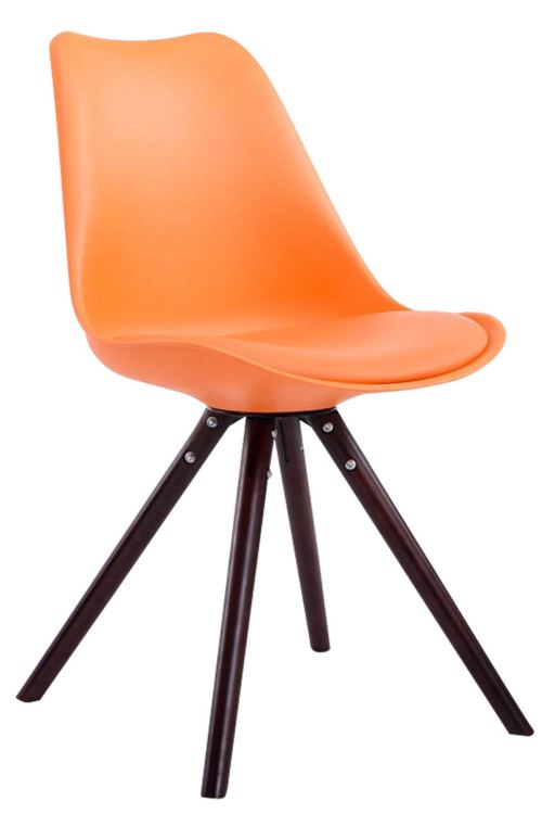 Chaise Toulouse similicuir piétement rond , Orange/Cappuccino