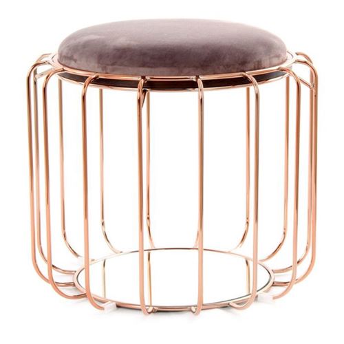 Paris Prix - Pouf & Table D'appoint comfortable 50cm Violet & Rose