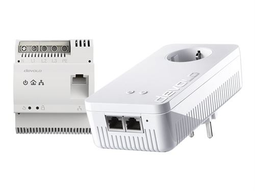 devolo dLAN 1200+ DINrail WiFi ac - Starter Kit - adaptateur CPL - GigE, HomePlug AV (HPAV) - 802.11a/b/g/n/ac - Bi-bande - Branchement mural