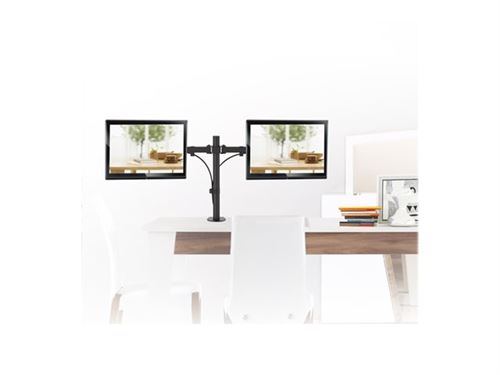 Maclean MC754 dual monitor arm 360° 13-32 double bras de moniteur LCD LED montage VESA 75x75 100x100 jusqu'à 8 kg