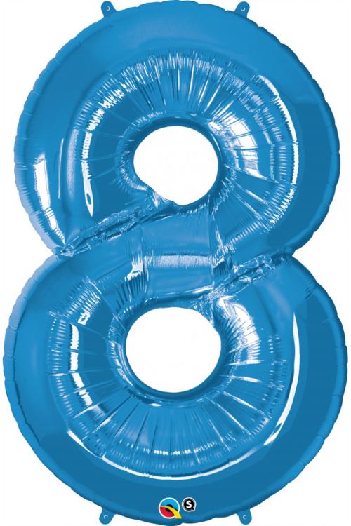 Ballon Aluminium Chiffre 8 Bleu Saphir 86 Cm 34 Qualatex© - Bleu - 42 / 106cm