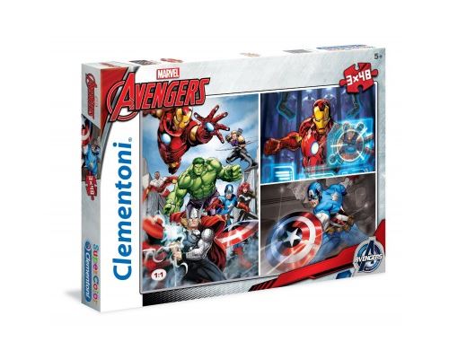 Puzzle 48 Pièces : 3 Puzzles - Avengers, Clementoni