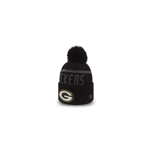 Bonnet NFL avec Pompom Green Bay Packers New Era BLACK COLLECTION Noir