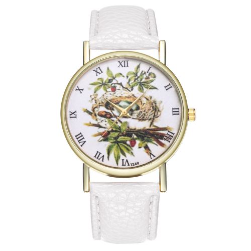 Style de Starry Classique Bird's Nest Blue Egg Lady Watch pour homme Montre à quartz tendance T249-Ablanc