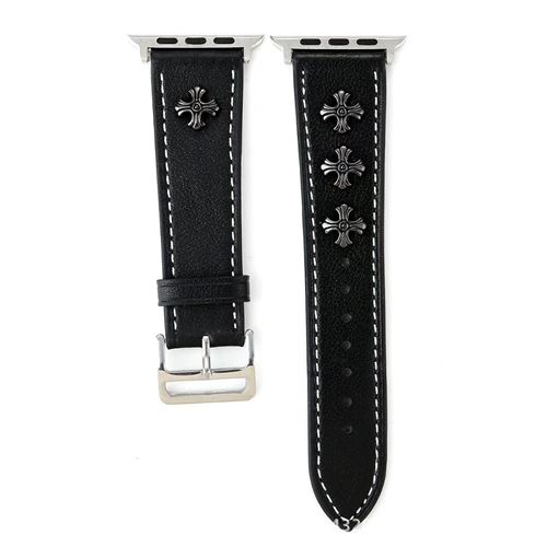  Bracelet en cuir avec rivet pour Apple Watch Series 6/ SE/ 5/ 4 40mm - Noir 