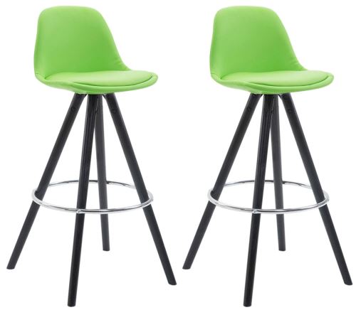 Lot de 2 Tabourets de Bar Franklin Similicuir entièrement rembourré avec piétement ronds , Vert/Bois de chêne Noir