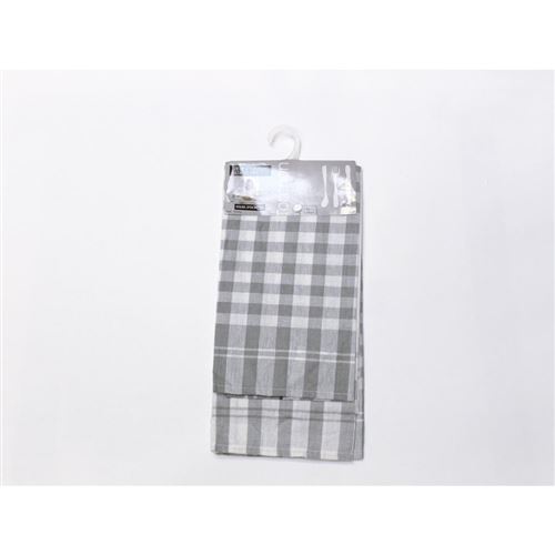 Lot de 2 torchons en coton VICHY gris, jacquard 50x70 cm