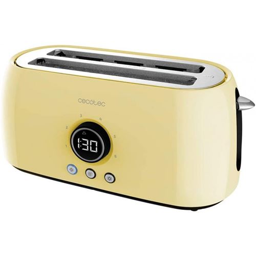 Grille-pain numérique Cecotec ClassicToast 8000 Extra Double Jaune 2 fentes extra larges et longues