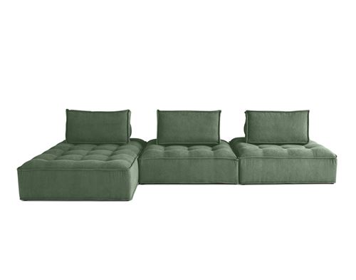 Non Communiqué Vert Marisol - Canapé D'angle Modulable 4 Places - Velours Texturé