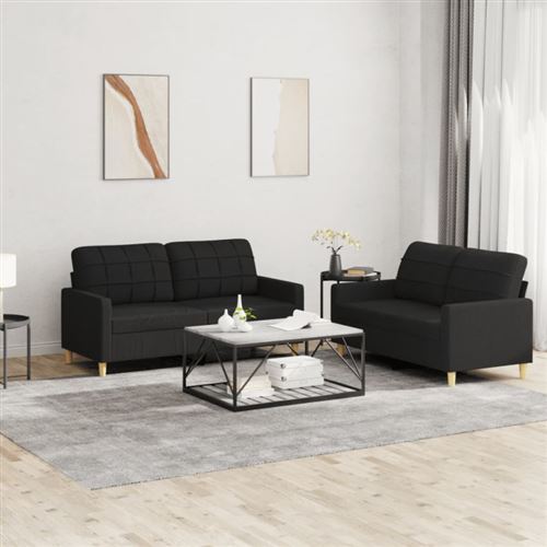 Non Communiqué Noir Vidaxl Ensemble De Canapés 2 Pcs Avec Coussins Tissu