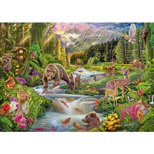 Puzzle 1000 pièces Schmidt - Steve Sundram : Animaux de la forêt