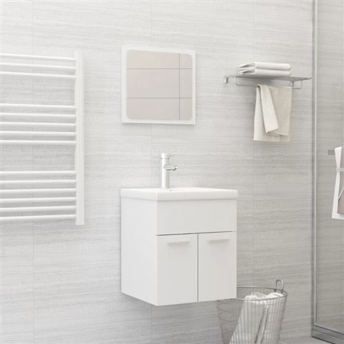 vidaXL Ensemble de meubles de salle de bain Blanc Aggloméré3071306