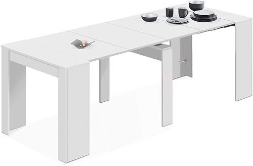 Table à manger extensible coloris Blanc - Profondeur 90 x Hauteur 78 x longueur 51-237 cm