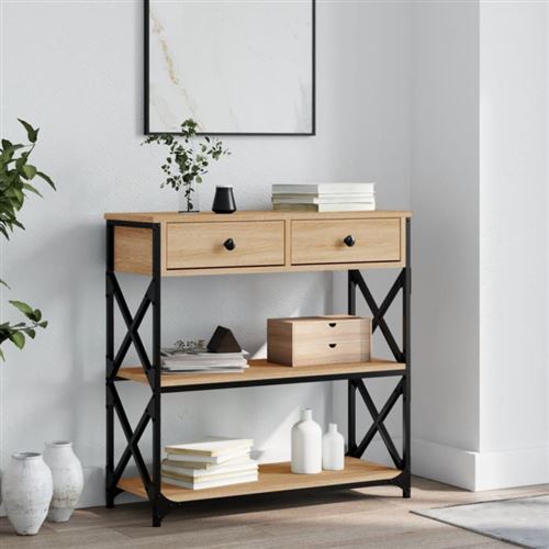 Table console chêne sonoma 75x28x75 cm bois d ingénierie