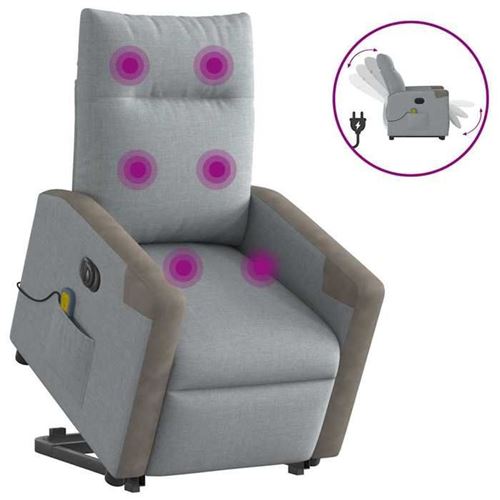 VIDAXL - Fauteuil de relaxation - Inclinable électrique - Massage - Gris Clair - Image 2