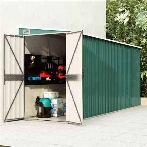 Abri de jardin mural Vert 118x382x178 cm Acier galvanisé - Vidaxl