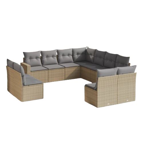 Non Communiqué Beige Salon De Jardin Vidaxl 11 Pcs Avec Coussins Résine Tressée