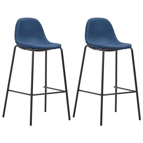 vidaXL Chaises de bar 2 pcs Bleu Tissu