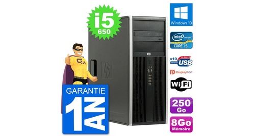 Pc tour hp 8100 elite intel core i5-650 ram 8go disque dur 250go windows 10 wifi