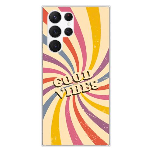 Coque en silicone imprimée compatible Samsung Galaxy S23 Ultra Good vibes