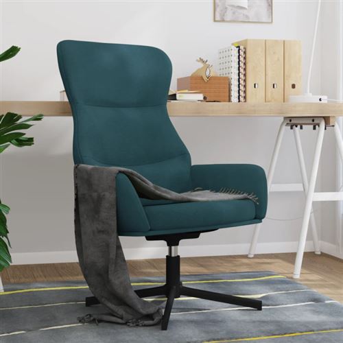 vidaXL - Fauteuil de relaxation - Velours - Bleu - Image 2