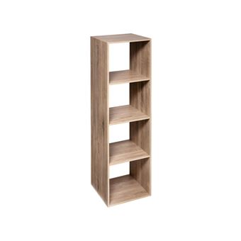Meuble Étagère colonne 4 cases de rangement effet chêne naturel H 134 cm - 1