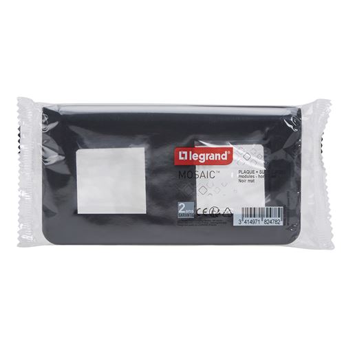 LEGRAND - Plaque de finition avec support - Mosaic - 2x2 modules - Noir - Image 3