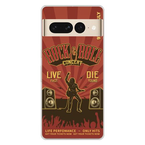 Coque en silicone imprimée compatible Google Pixel 7 Pro Rock and roll