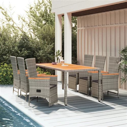 Non Communiqué Gris Vidaxl Ensemble À Manger De Jardin Et Coussins 7 Pcs Rotin, Ensemble De Salle À Manger, Ensemble De Salle À Manger D'extérieur, Ensemble De Mobilier D'extérieur