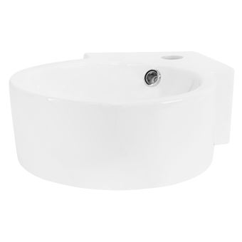 ML-Design Lavabo d'Angle en Céramique Blanc, 450 x 360 x 130 mm, Rond, Montage Mural / à - 1