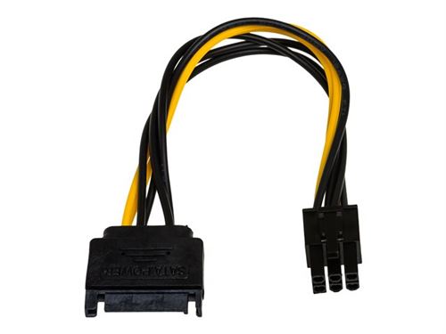 Akyga - Netspanningsadapter - 6 pins-PCIe-voeding (V) naar SATA-voeding (M) - 15 cm