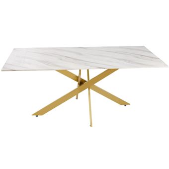 Table a manger fixe sans tiroir 6 personnes rectangulaire en marbre 180 x 90 x 75 cm - 1