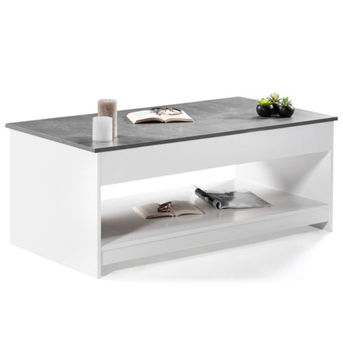 Table basse Siola 90x90 avec plateau relevable - blanc Moderne