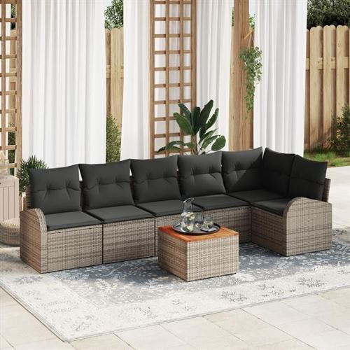 Vidaxl Gris Ensemble De Canapé De Jardin 7 Pc Polyrotin - Image 2