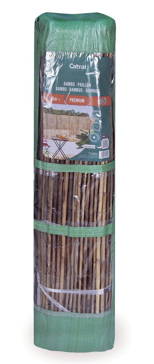 Nortene Clôture tiges entières de bambou - Naturel - 1x5m