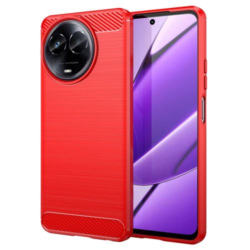 Coque pour Realme 11 5G / Realme C67 5G - housse etui silicone gel carbone + film ecran - ROUGE - htdmobiles