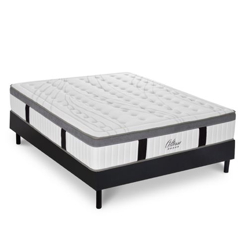 Ensemble Matelas Altesse Mousse HD Accueil M&eacute;moire - 26 cm et Kit Bois Noir - 90 x 200 cm