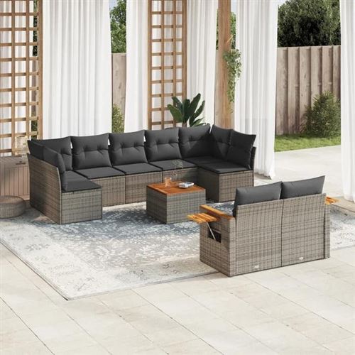 Non Communiqué Gris Salon De Jardin Modulable Vidaxl Rotin 10 Pieces 9 Personnes