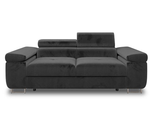 BestMobilier - Canapé droit - 2 places - Velours - Gris - Têtières ajustables - Image 3